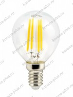 Лампа светодиодная 5W 2700K E14 шар прозрачный G45 78х45 филамент (нитевидная) 360° Ecola N4GW50ELC - Интернет магазин Korona-plus Екатеринбург